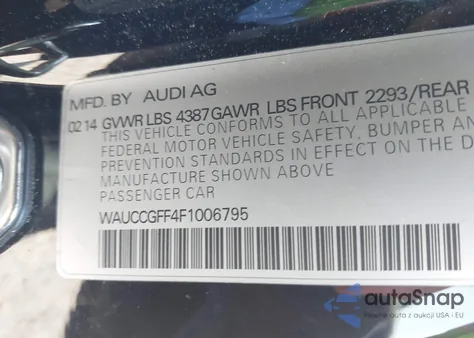 2015 Audi A3 1.8T Premium from USA, damaged, VIN WAUCCGFF4F1006795